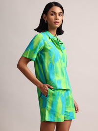 Thumbnail for Zaccai Women's Lime Cambric Abstract Dress