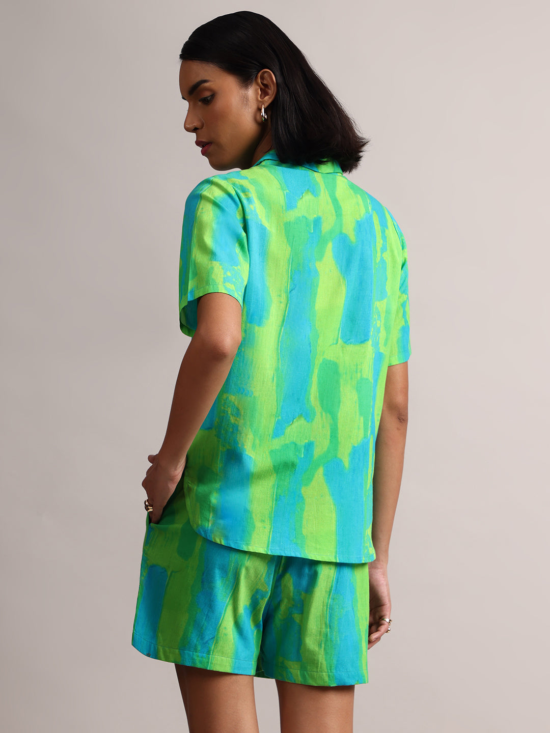 Zaccai Women's Lime Cambric Abstract Dress