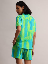 Thumbnail for Zaccai Women's Lime Cambric Abstract Dress