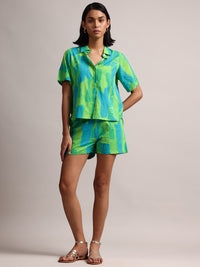 Thumbnail for Zaccai Women's Lime Cambric Abstract Dress