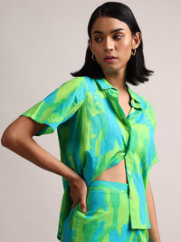 Thumbnail for Zaccai Women's Lime Cambric Abstract Dress