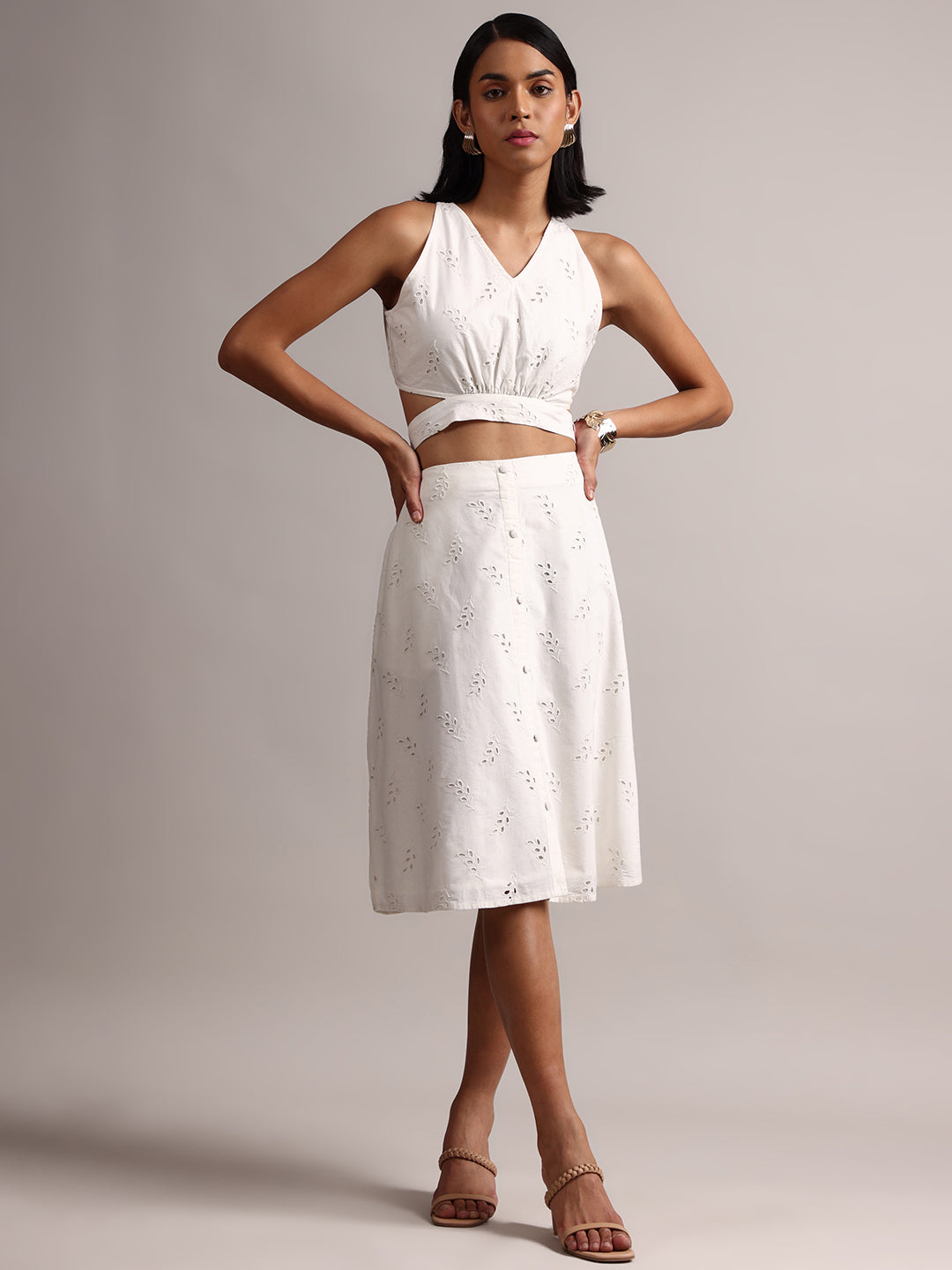 Zaccai Women's White Cambric Schiffli Co-Ords