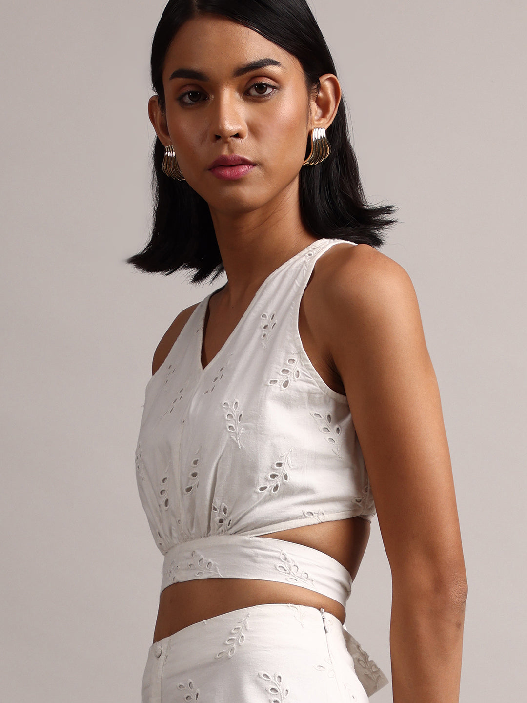 Zaccai Women's White Cambric Schiffli Co-Ords