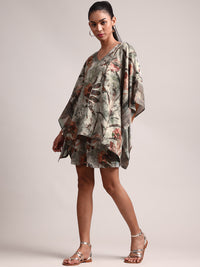 Thumbnail for Zaccai Women's Grey Cotton Linen Floral Co-Ords