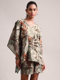Thumbnail for Zaccai Women's Grey Cotton Linen Floral Co-Ords