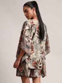 Thumbnail for Zaccai Women's Grey Cotton Linen Floral Co-Ords