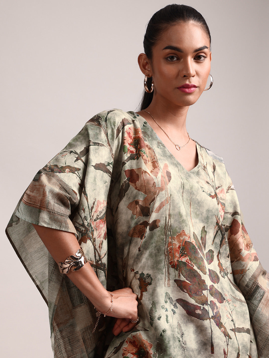 Zaccai Women's Grey Cotton Linen Floral Co-Ords
