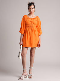 Thumbnail for Zaccai Women's Orange Poplin Solid Dress