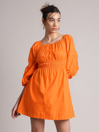 Thumbnail for Zaccai Women's Orange Poplin Solid Dress