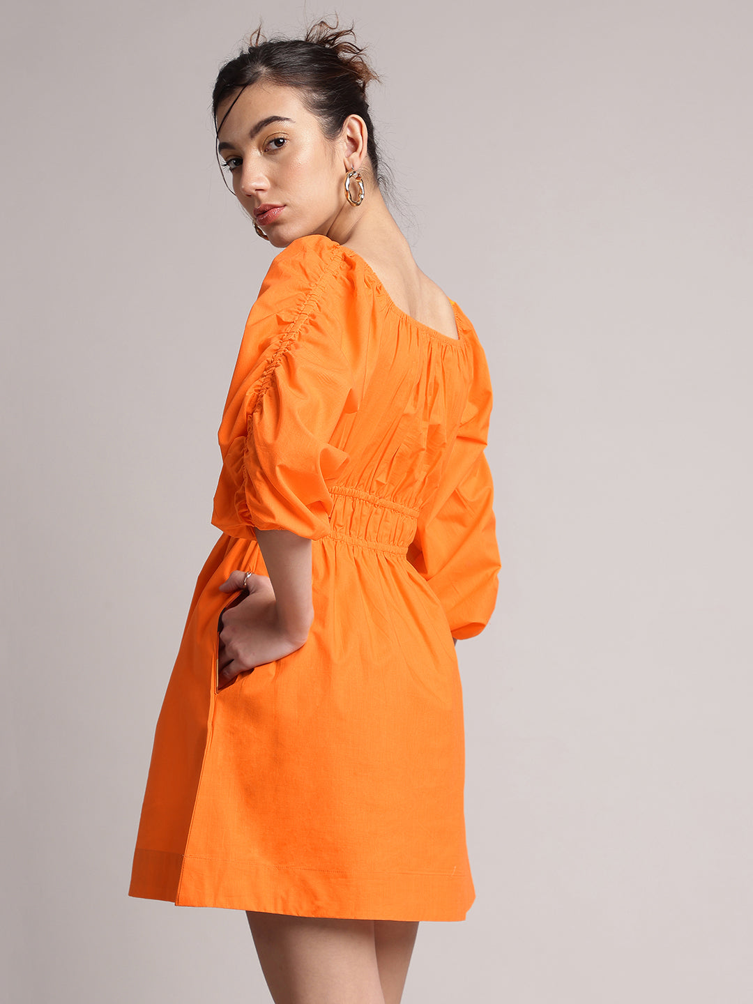 Zaccai Women's Orange Poplin Solid Dress