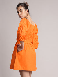 Thumbnail for Zaccai Women's Orange Poplin Solid Dress