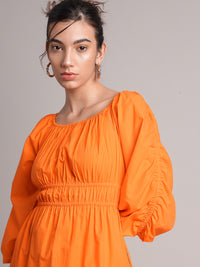 Thumbnail for Zaccai Women's Orange Poplin Solid Dress