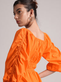 Thumbnail for Zaccai Women's Orange Poplin Solid Dress