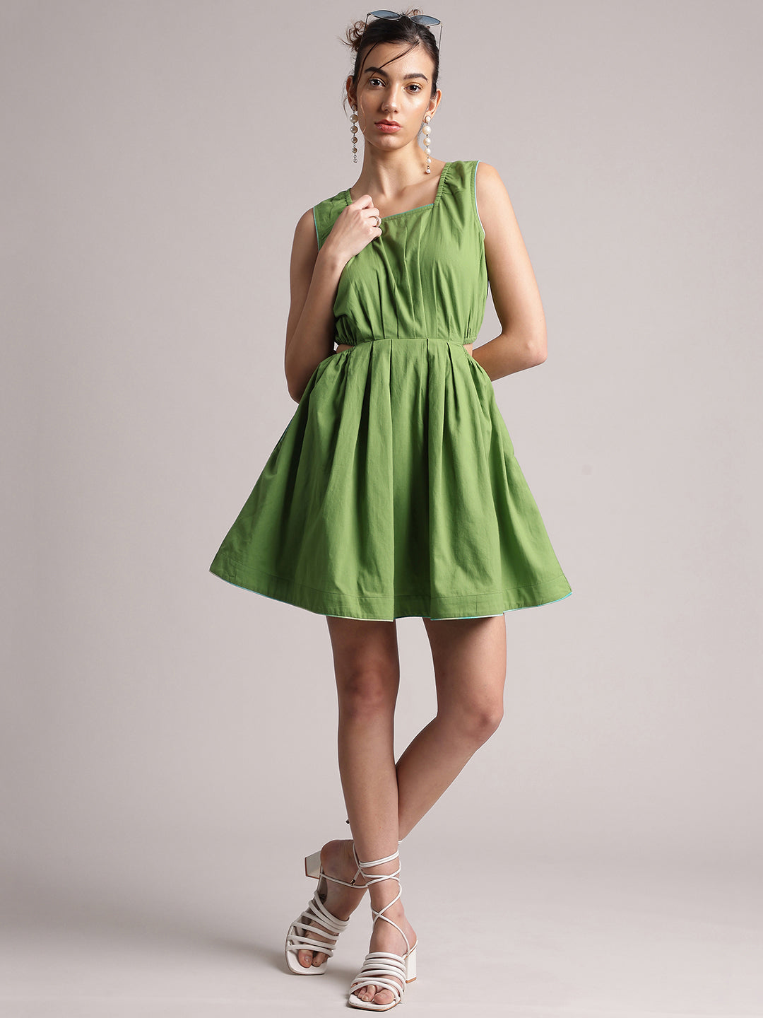 Zaccai Women's Green Cambric Solid Dress