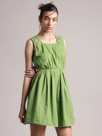Thumbnail for Zaccai Women's Green Cambric Solid Dress