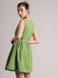 Thumbnail for Zaccai Women's Green Cambric Solid Dress