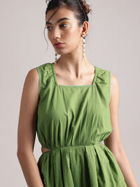 Thumbnail for Zaccai Women's Green Cambric Solid Dress