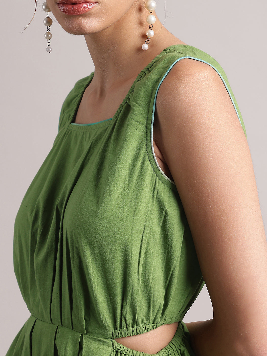 Zaccai Women's Green Cambric Solid Dress