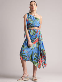 Thumbnail for Zaccai Women's Blue Muslin Tropical Dress