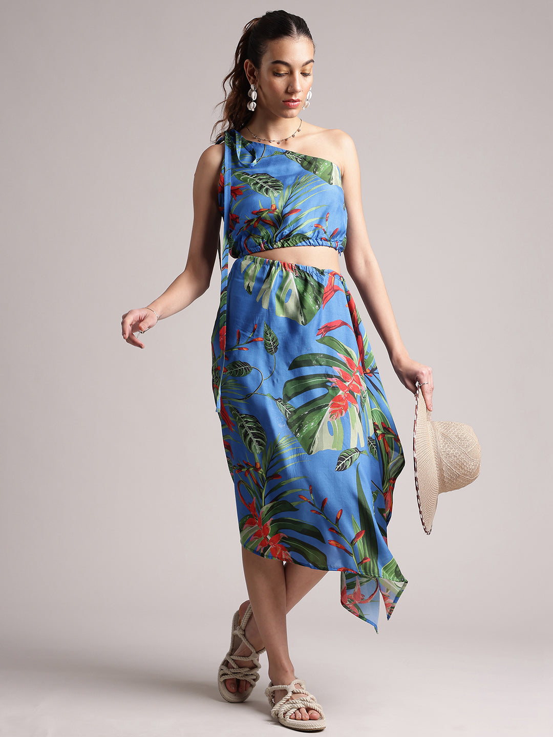 Zaccai Women's Blue Muslin Tropical Dress