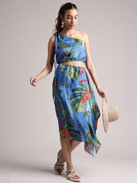 Thumbnail for Zaccai Women's Blue Muslin Tropical Dress