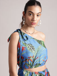 Thumbnail for Zaccai Women's Blue Muslin Tropical Dress