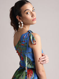 Thumbnail for Zaccai Women's Blue Muslin Tropical Dress
