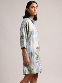 Thumbnail for Zaccai Women's Blue Linen Floral Dress