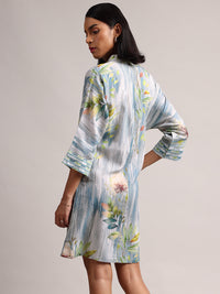 Thumbnail for Zaccai Women's Blue Linen Floral Dress