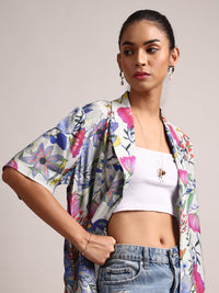 Thumbnail for Zaccai Women's Multicolor Muslin Tropical Shrug
