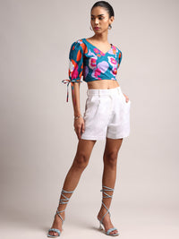 Thumbnail for Zaccai Women's Teal Cambric Floral Top