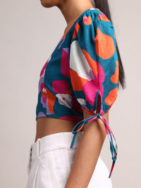 Thumbnail for Zaccai Women's Teal Cambric Floral Top