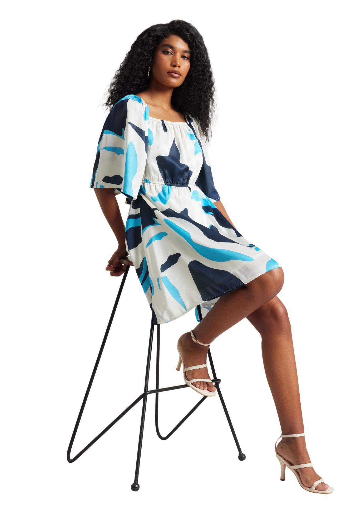 Zaccai Women's Off White Satin Abstract Dress