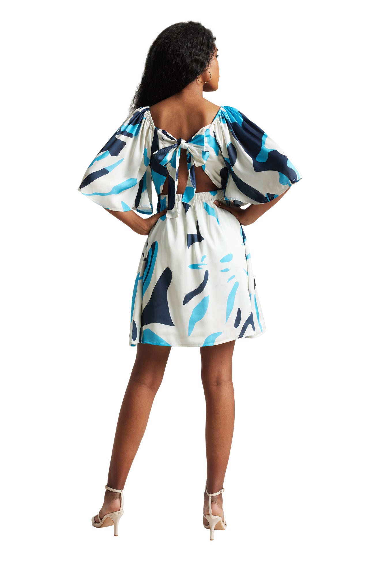 Zaccai Women's Off White Satin Abstract Dress