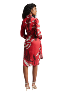 Thumbnail for Zaccai Women's Red Satin Abstract Dress
