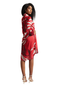Thumbnail for Zaccai Women's Red Satin Abstract Dress