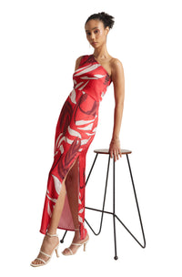 Thumbnail for Zaccai Women's Red Satin Abstract Dress