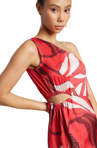 Thumbnail for Zaccai Women's Red Satin Abstract Dress