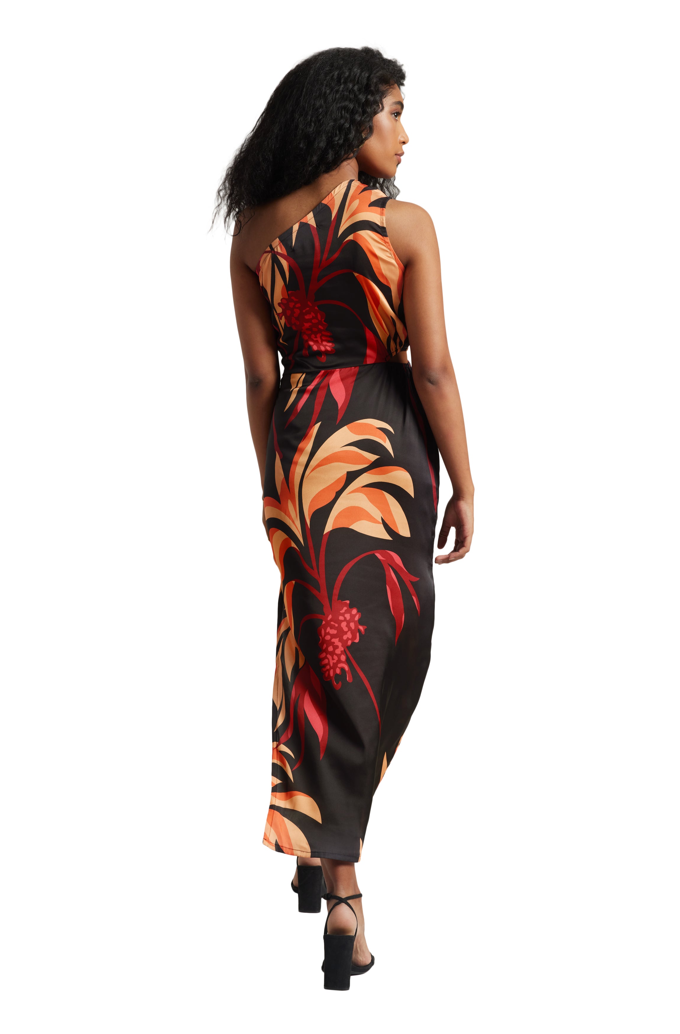 Zaccai Women's Black Satin Abstract Dress - Distacart