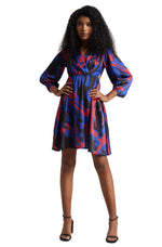 Thumbnail for Zaccai Women's Blue Satin Abstract Dress - Distacart