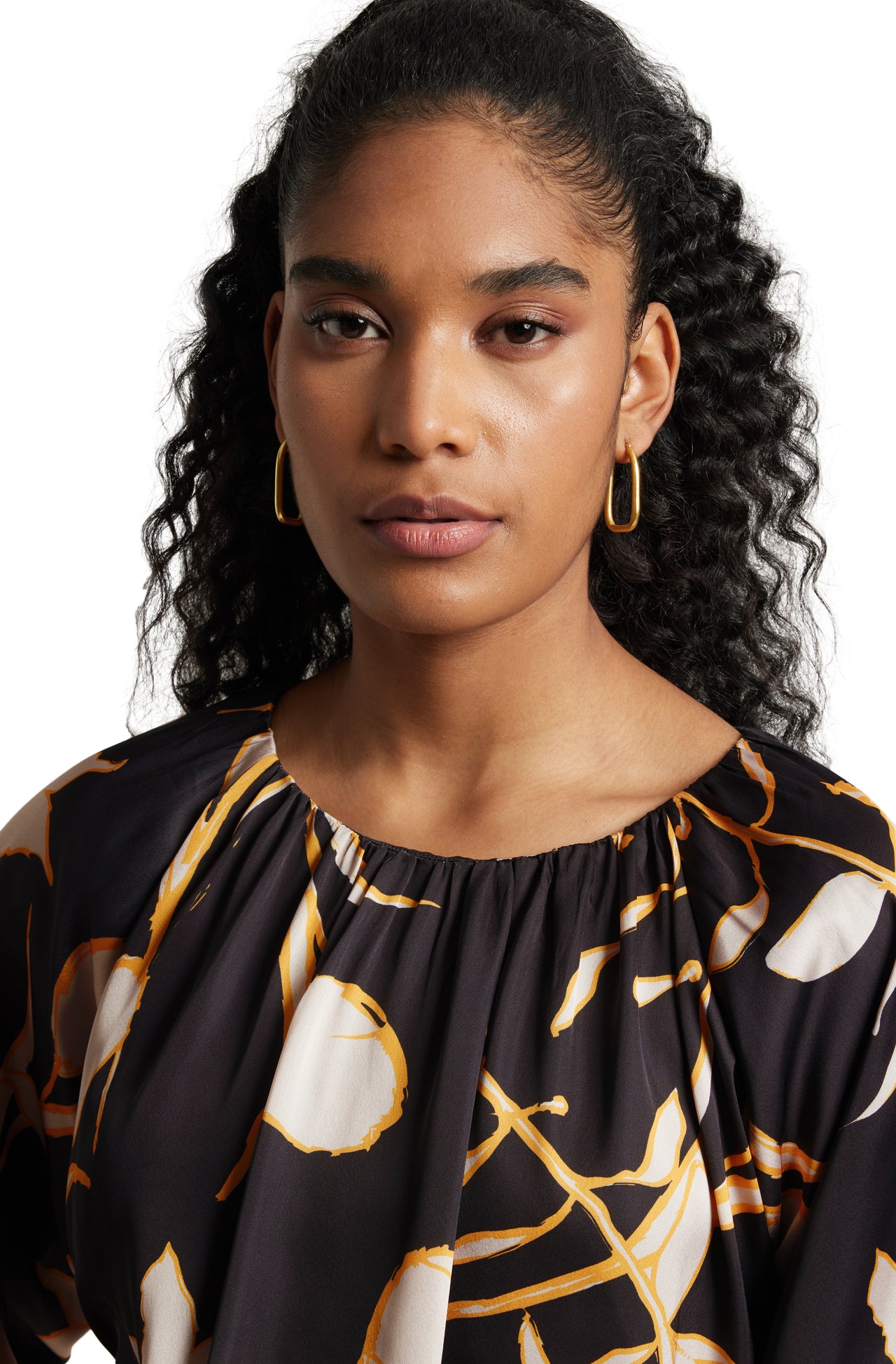 Zaccai Women's Black Satin Abstract Top