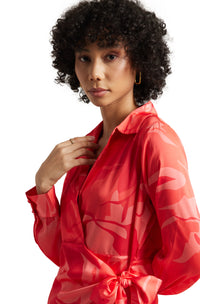 Thumbnail for Zaccai Women's Coral Satin Abstract Dress
