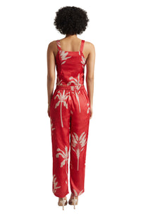 Thumbnail for Zaccai Women's Red Satin Printed Co-ord Set