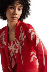Thumbnail for Zaccai Women's Red Satin Printed Co-ord Set