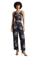 Thumbnail for Zaccai Women's Navy Organza Floral Co-ord Set - Distacart