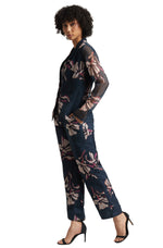 Thumbnail for Zaccai Women's Navy Organza Floral Co-ord Set - Distacart