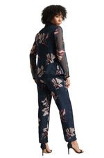 Thumbnail for Zaccai Women's Navy Organza Floral Co-ord Set - Distacart