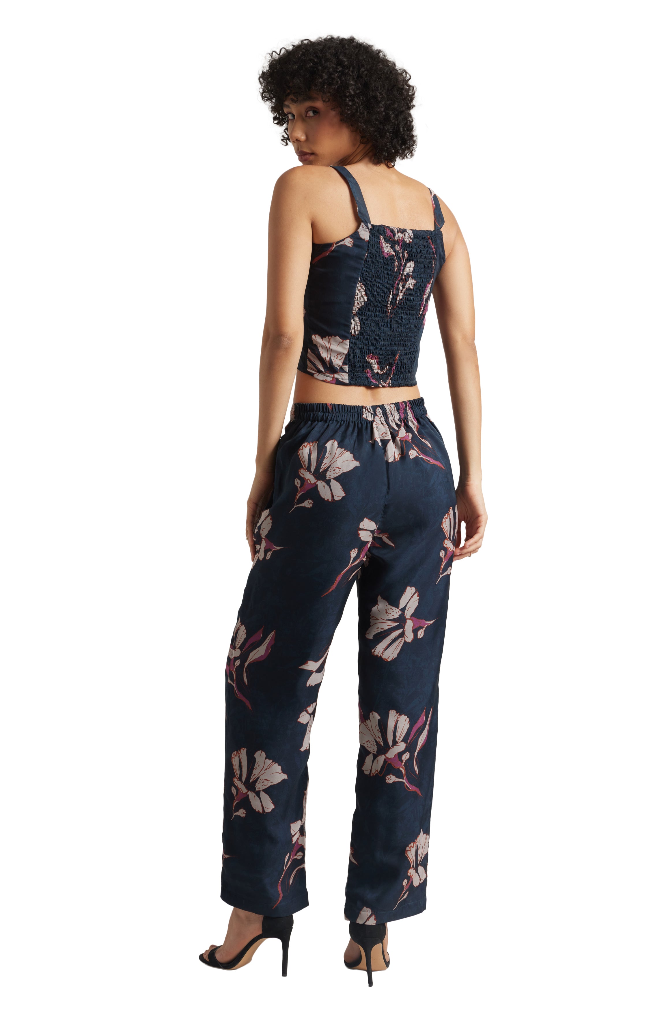 Zaccai Women's Navy Organza Floral Co-ord Set - Distacart