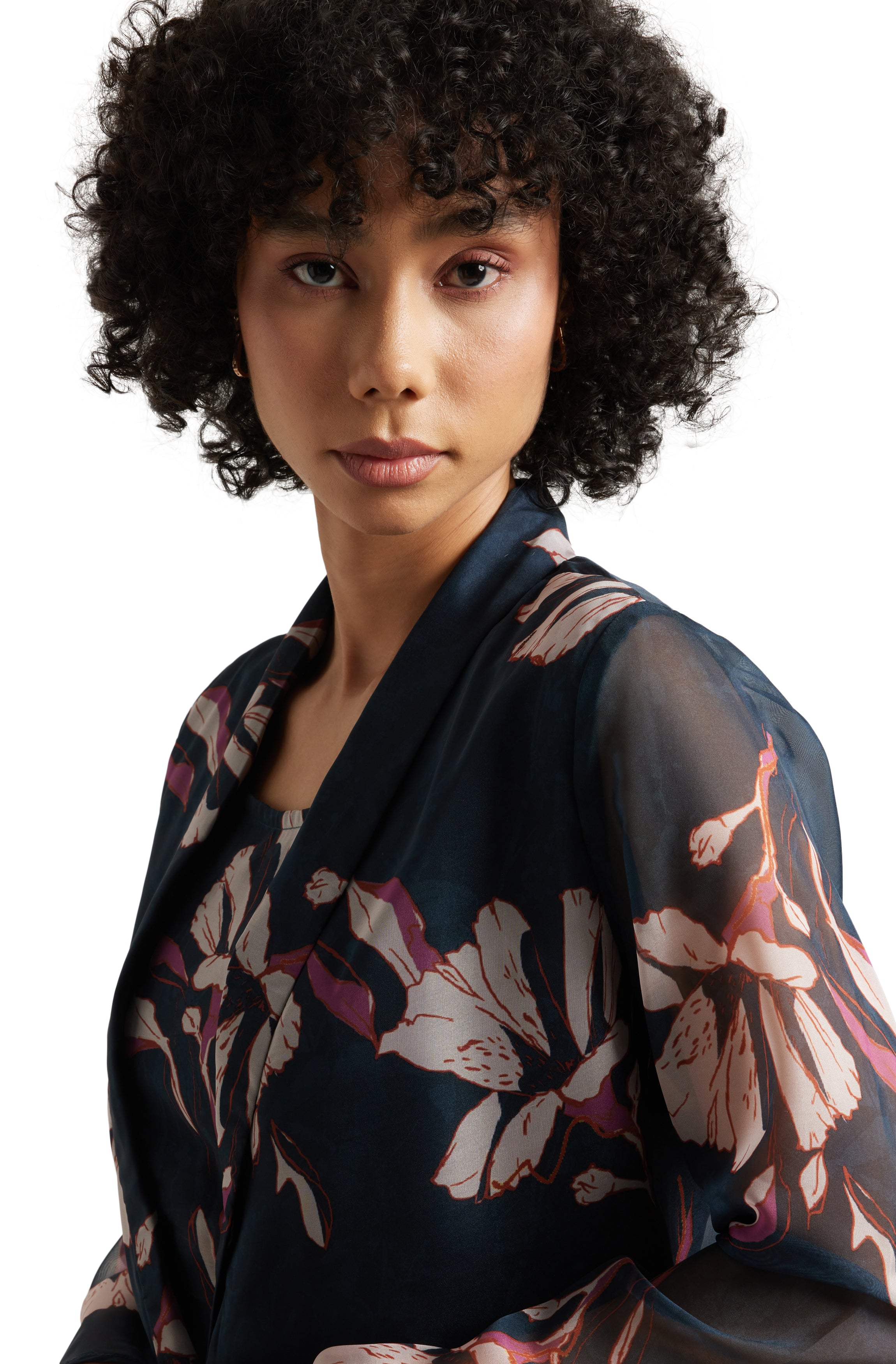 Zaccai Women's Navy Organza Floral Co-ord Set - Distacart