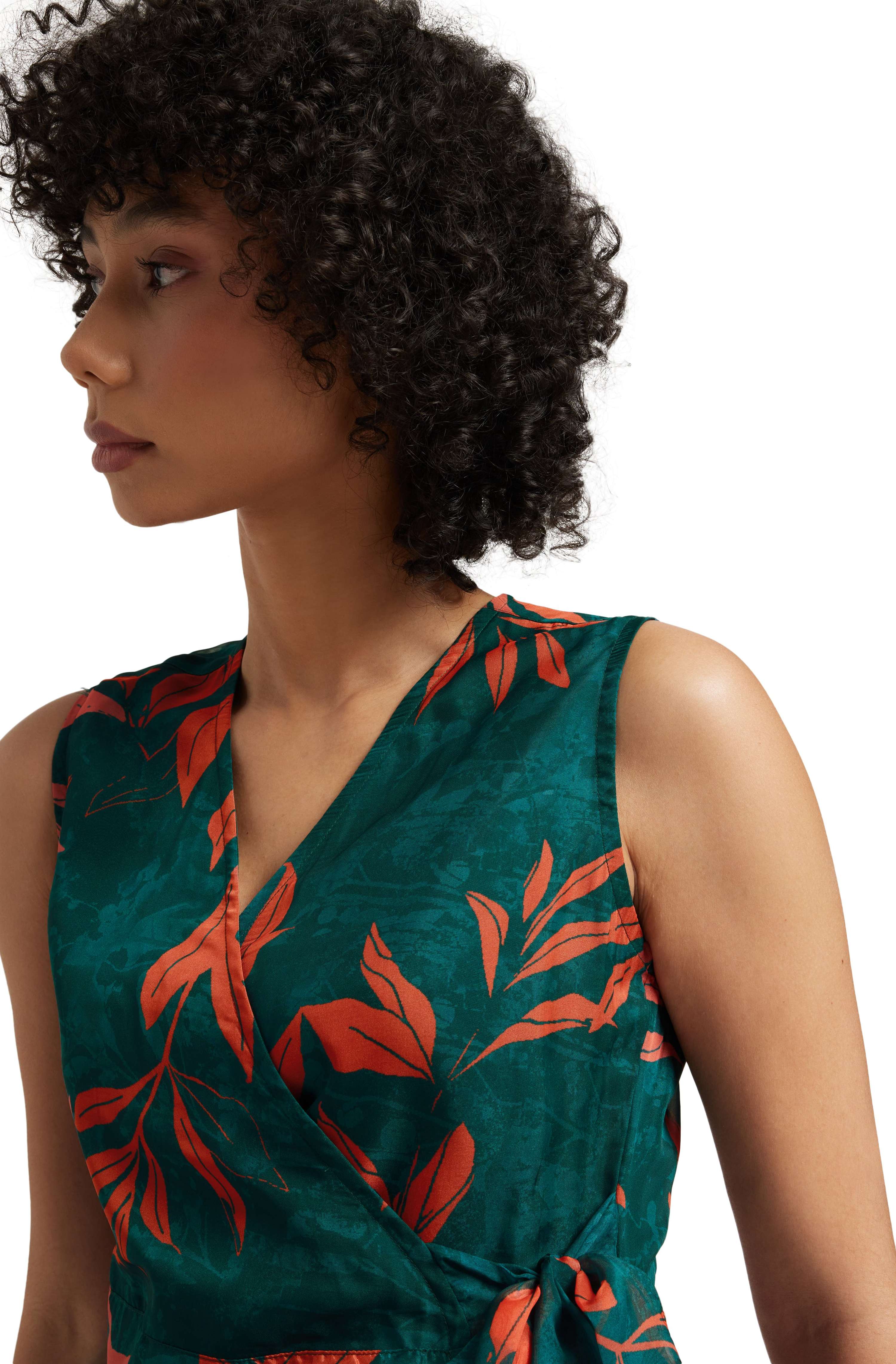 Zaccai Women's Teal Green Organza Floral Dress - Distacart